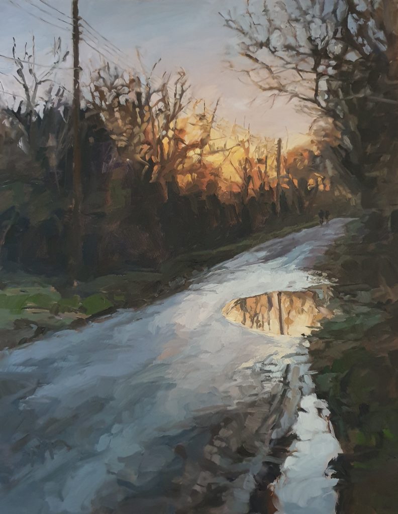 Hampshire Lane is an original oil painting by award winning Hampshire artist Paula Mitchell ARSMA